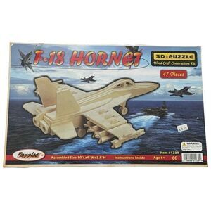 3-D Puzzle  F18 Hornet Jet Plane Wood Craft Construction Kit 47 pieces NEW
